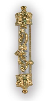 Car Mezuzah, ornate brass and glass